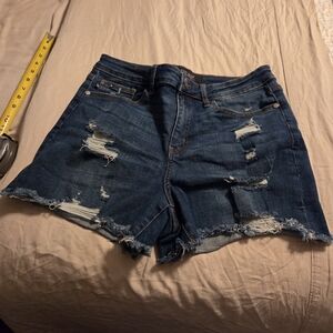 Judy Blue Dark Blue Distressed Jean Shorts